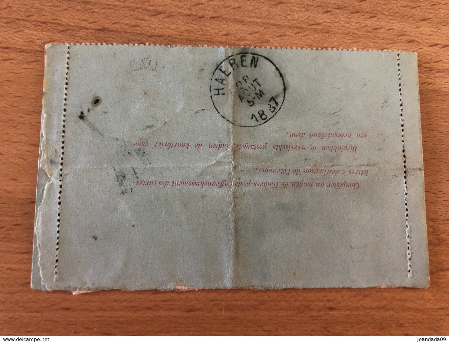 RR Carte-lettre Boite G Manuscrit Casterle Non Reprise Dans Le Porignon Thielen 25 Aout 1887 -> Haren - Rural Post