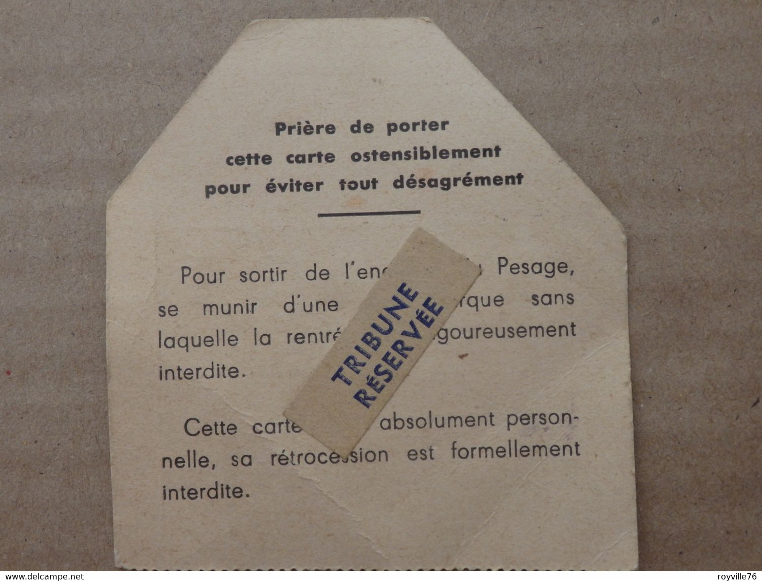 Sté Des Courses De Nevers (58) Billet Pesage Tribune Réservée 1945 - Ruitersport
