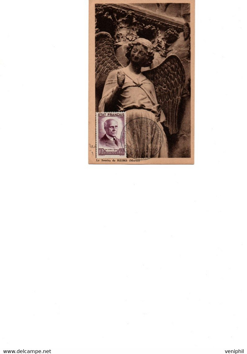 CARTE SOURIRE DE REIMS AFFRANCHIE N° 576 OBLITERATION SALON DU PRISONNIER REIMS -13 MAI 1944 - Commemorative Postmarks