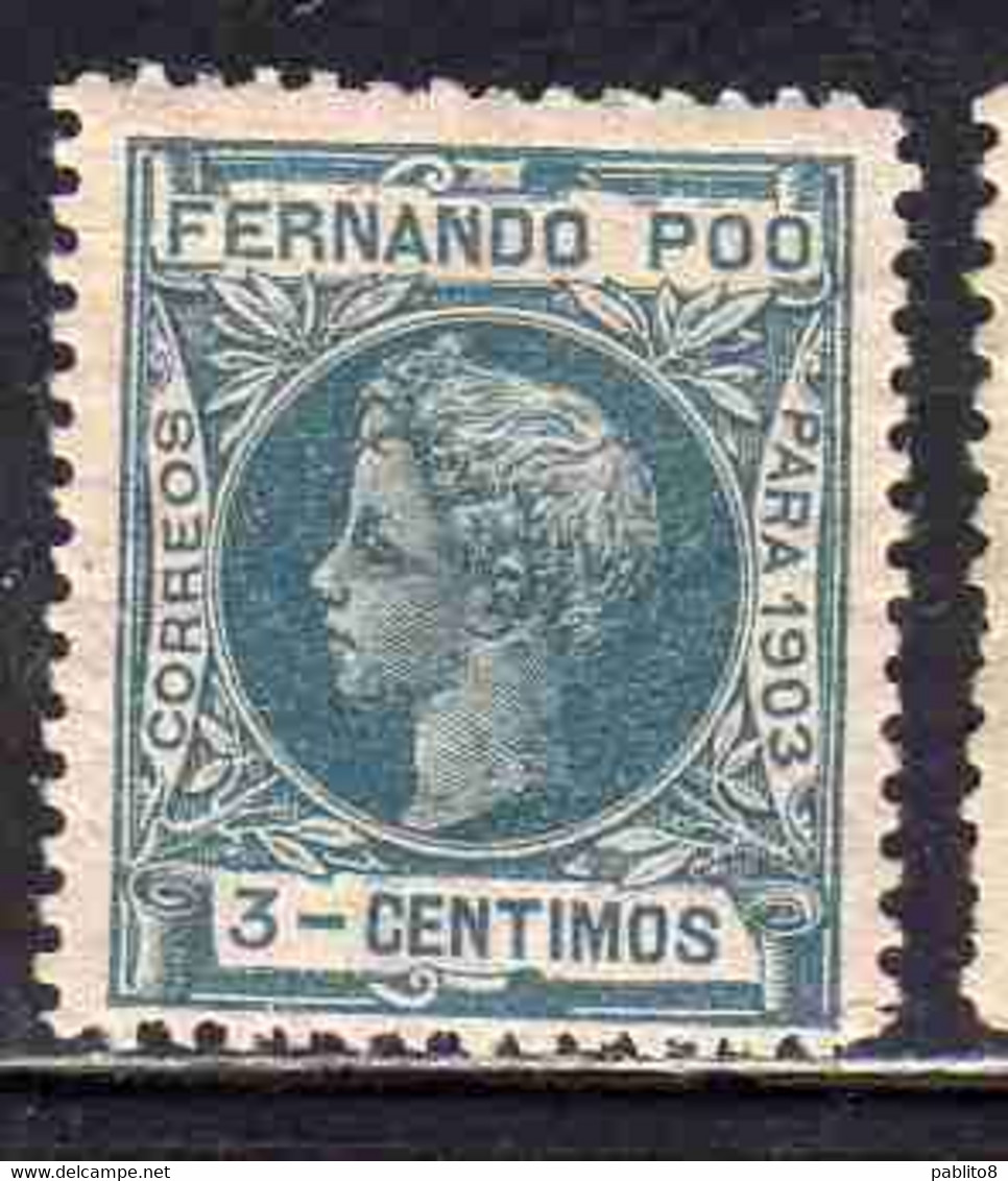 FERNANDO PO POO 1903 RE ALFONSO XIII KING ROI CENT. 3c MH - Fernando Po