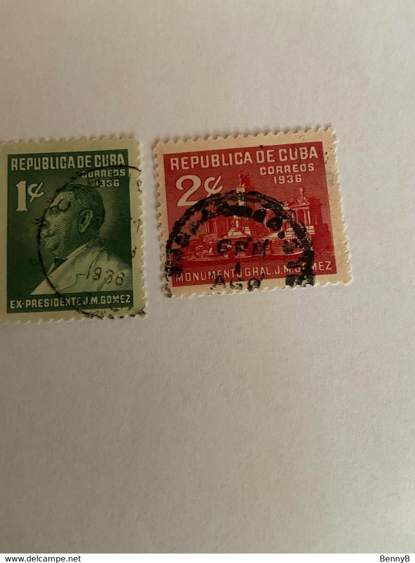 CUBA 1936 2 Timbres  - Monument De JM GOMEZ - JM GOMEZ  - Used - Used Stamps