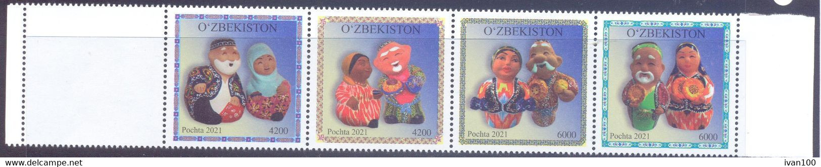 2022. Uzbekistan, National Ton Fitures, 4v In Strip,  Mint/** - Uzbekistán