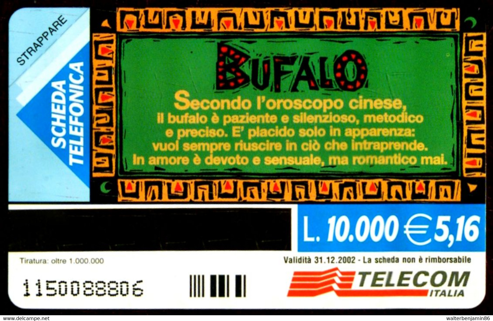 G 1271 C&C 3436 SCHEDA TELEFONICA NUOVA MAGNETIZZATA OROSCOPO CINESE BUFALO - Fouten & Varianten