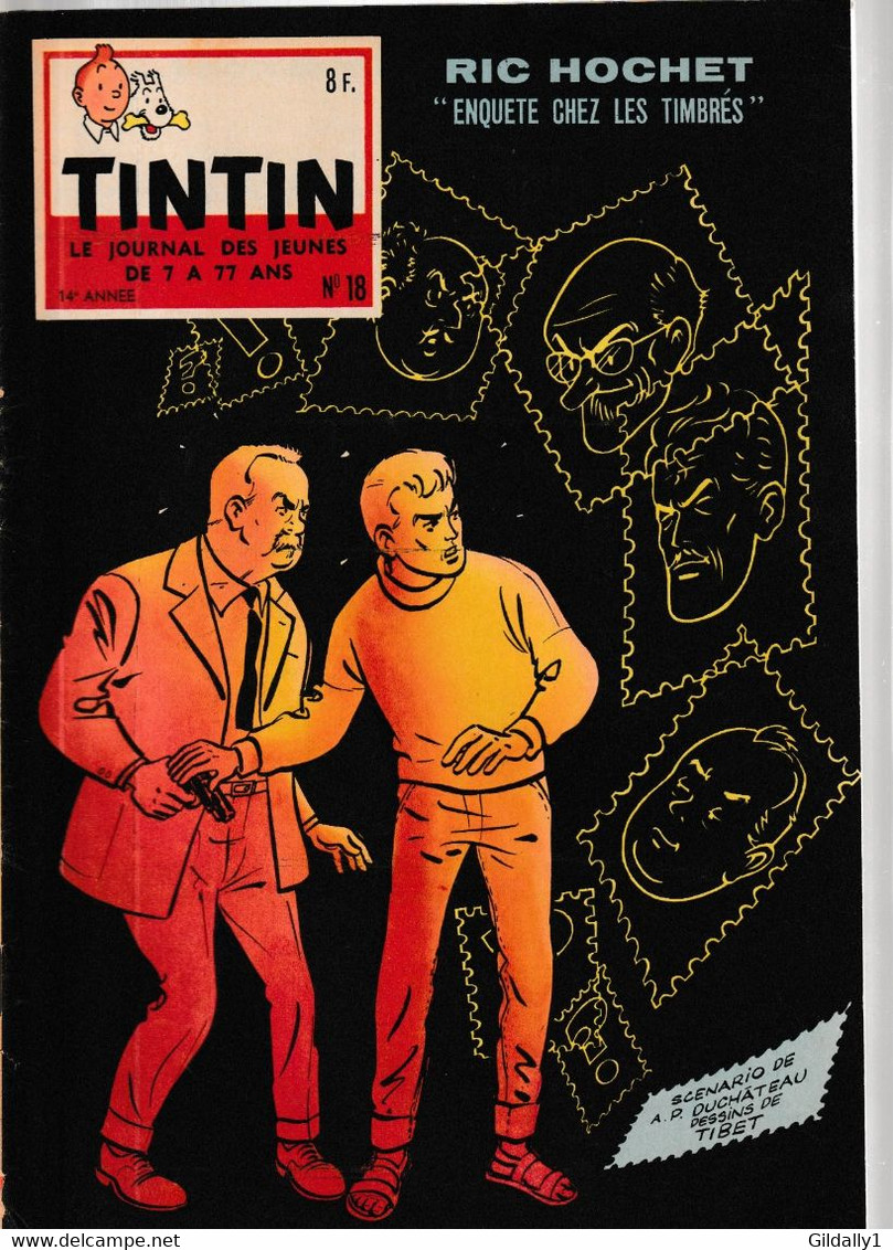 TINTIN. Couverture: RICK HOCHET.   (TIBET - DUCHATEAU)   Edit Belge.  1959   N°18. - Tintin