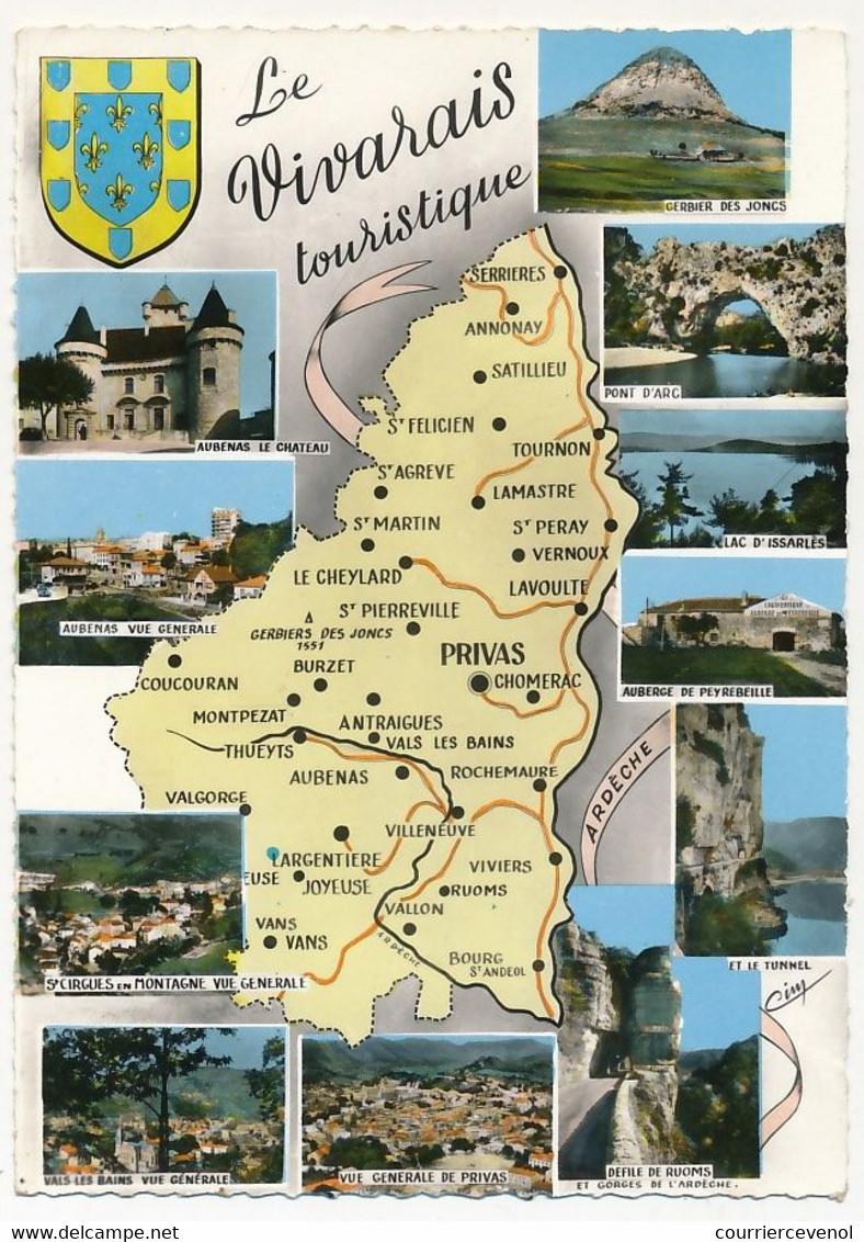 CPSM - ARDECHE - Carte Du Vivarais Touristique - Autres & Non Classés