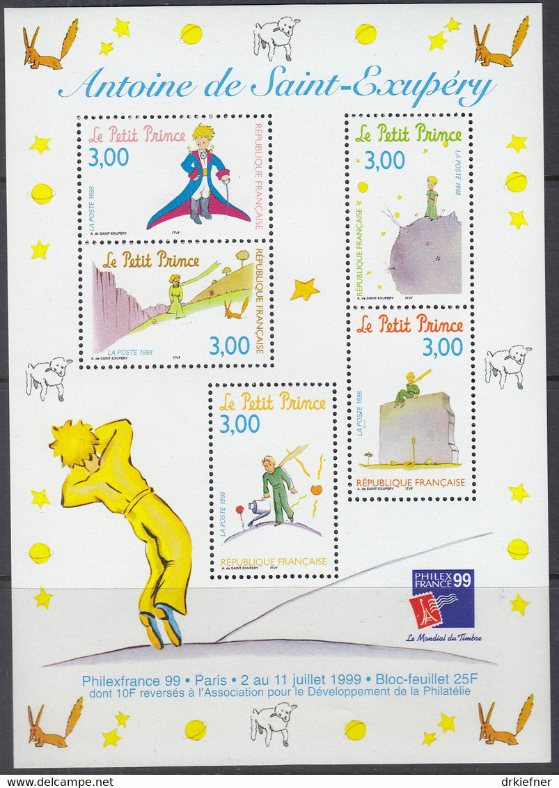 FRANKREICH,  Block 18, Postfrisch **, „Der Kleine Prinz“ Von Antoine De Saint-Exupéry, PHILEXFRANCE ’99, 1998 - Nuevos