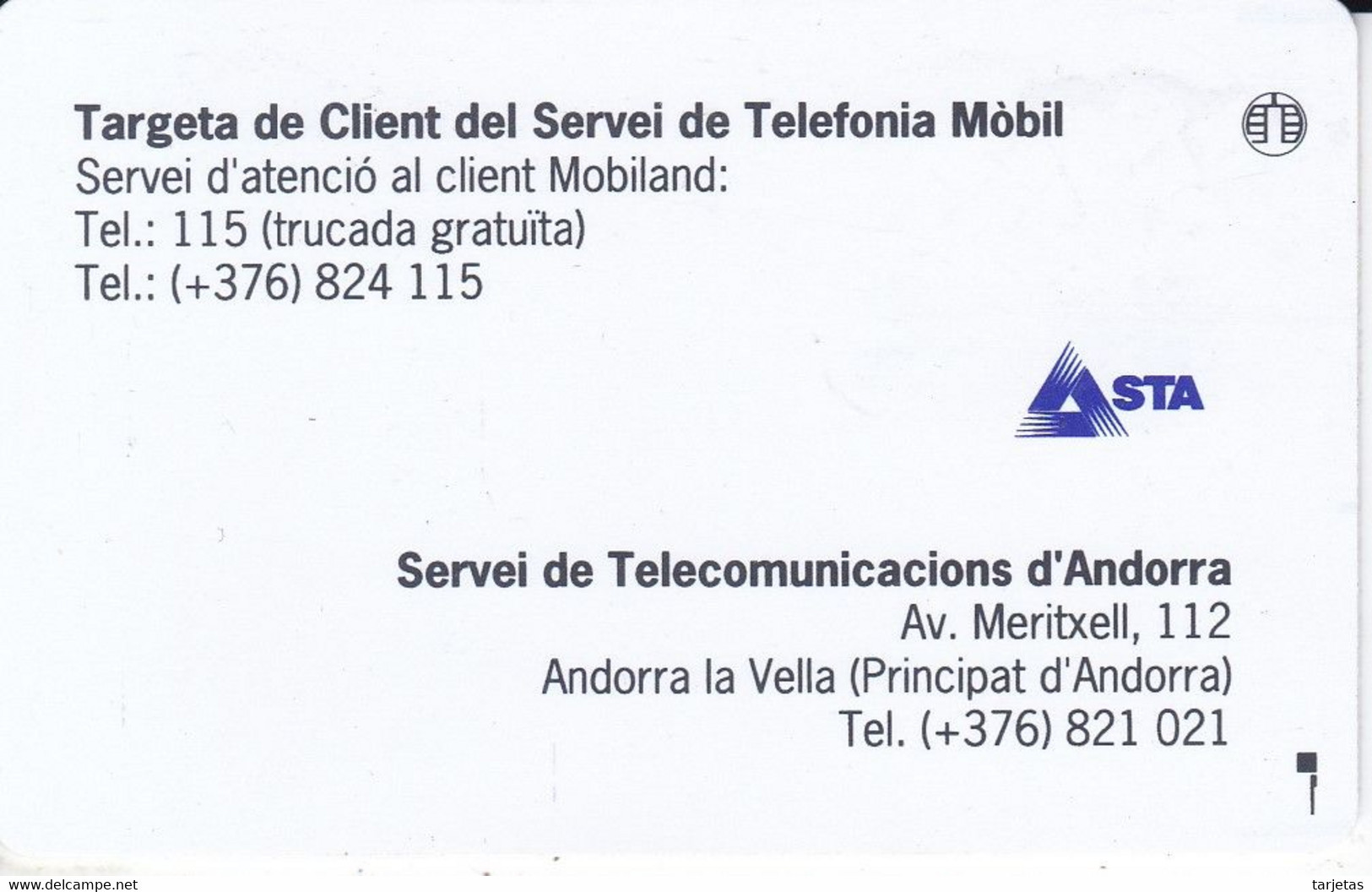 ANDM-001 TARJETA GSM DE MOBILAND DE ANDORRA  NUEVA-MINT - Andorre