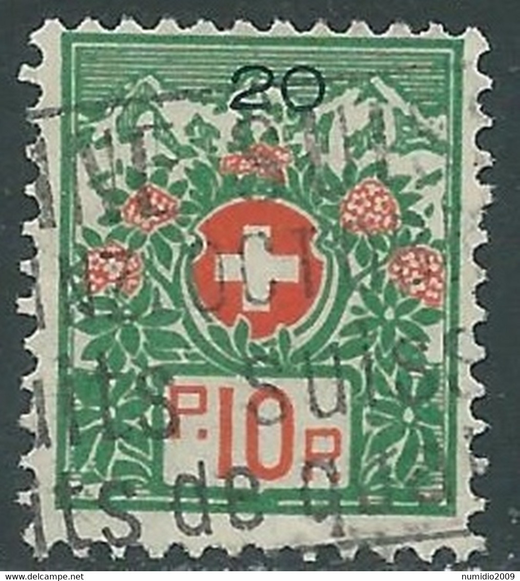 1926 SVIZZERA FRANCHIGIA USATO 10 CENT CIFRE GRANDI - RA16-8 - Vrijstelling Van Portkosten