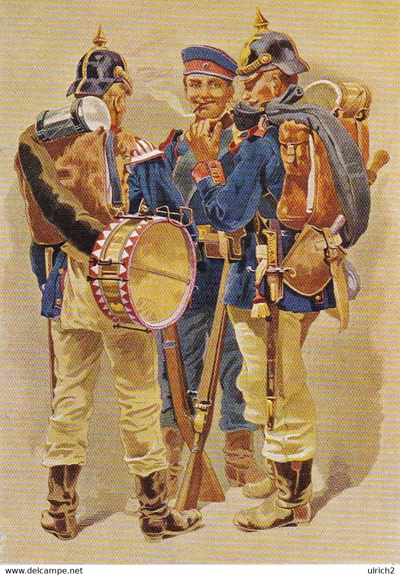 AK Infanteristen Feldmarschmäßig - Pickelhaube Trommel Gewehr - N. Aquarell V. Chr. Speyer (61199) - Uniforms