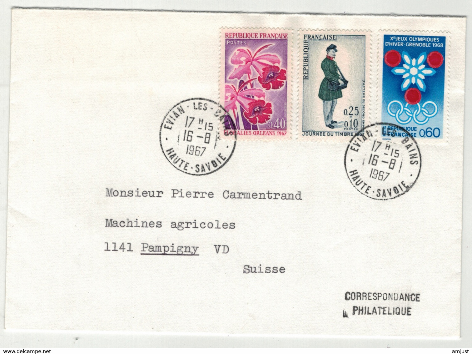 France // 1960-1969 // Lettre Pour La Suisse Le 16.08.1967 - Brieven En Documenten