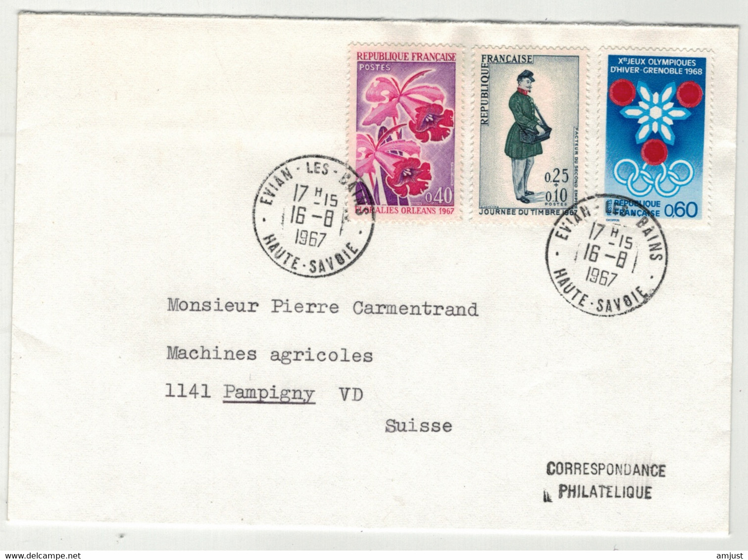 France // 1960-1969 // Lettre Pour La Suisse Le 16.08.1967 - Storia Postale