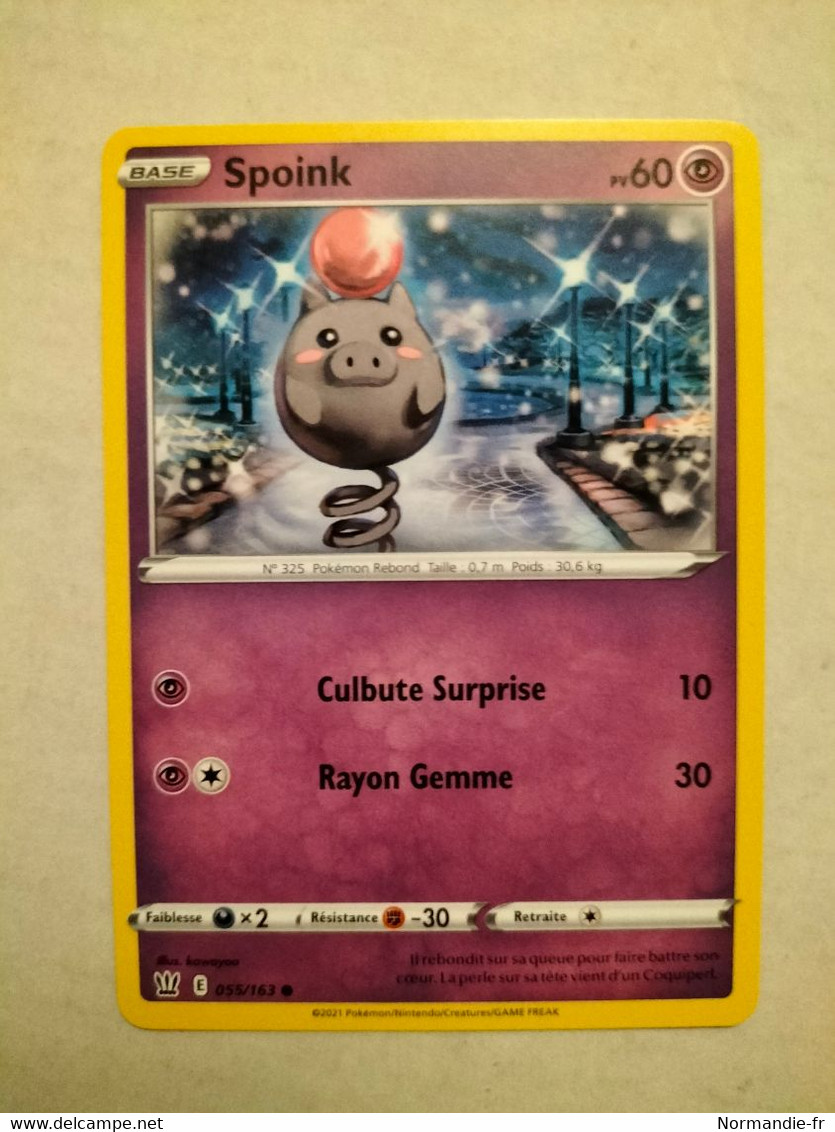 CARTE POKEMON SPOINK 60PV 055/163 SÉRIE ÉPÉE ET BOUCLIER STYLES DE COMBAT 2021 VF COMME NEUVE - Spada E Scudo