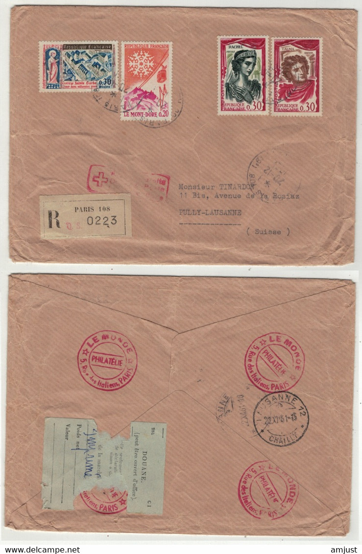 France // 1960-1969 // Lettre Recommandée Pour La Suisse 1961 - Brieven En Documenten