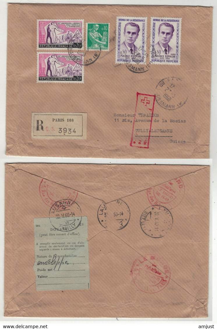 France // 1960-1969 // Lettre Recommandée Pour La Suisse 1960 - Lettres & Documents