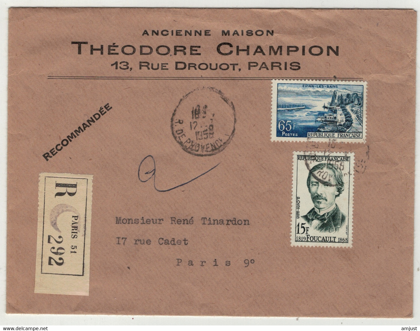 France // 1950-1959 // Lettre Recommandée Pour La Suisse 1958 - Storia Postale