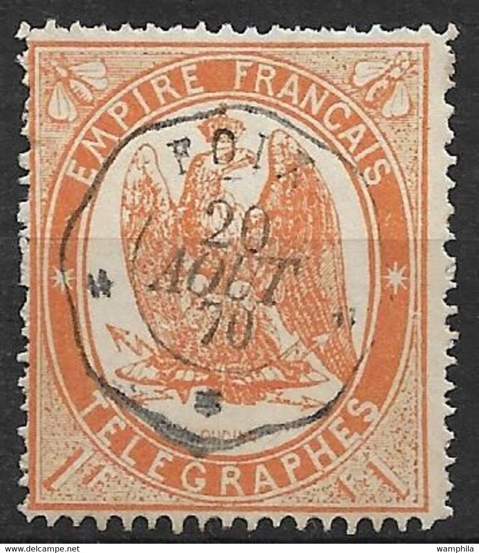 France Télégraphe N°7 Orange  Oblitéré Cachet  Foix. Cote 17€ - Telegrafi E Telefoni