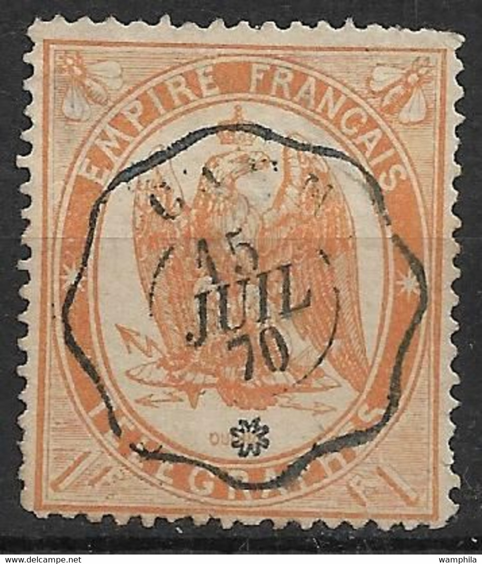 France Télégraphe N°7 Orange  Oblitéré Cachet  Caen. Cote 17€ - Telegraph And Telephone