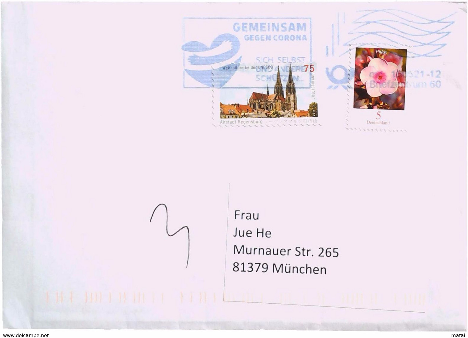 GERMANY COVER WITH  ANTI COVID-19 INFORMATION POSTMARK - Covers & Documents