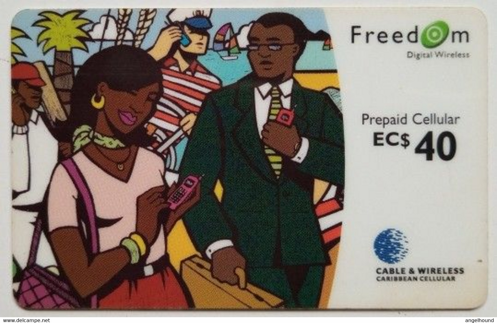St. Vincent  And Grenadines Freedom Cellular EC$40  ( Couple With Phones ) Black Value - St. Vincent & The Grenadines