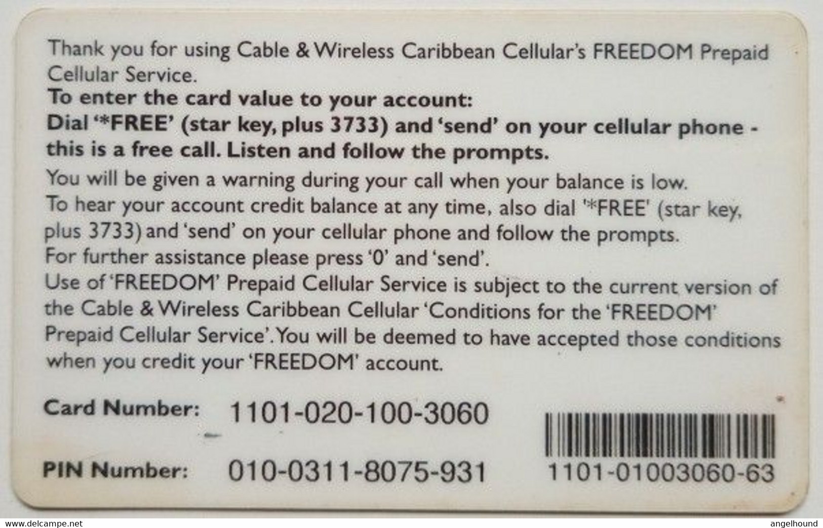 St. Vincent  And Grenadines Freedom Cellular EC$40  ( Couple With Phones ) Black Value - St. Vincent & The Grenadines