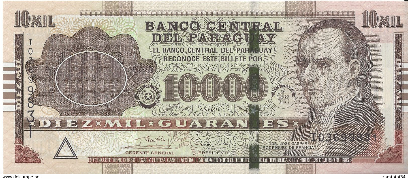 PARAGUAY - 10 000 Guaranies 2017 UNC - Paraguay