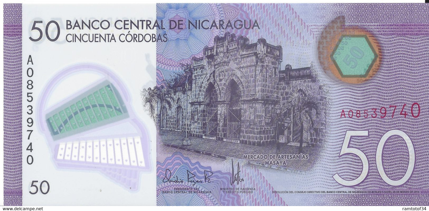 NICARAGUA - 50 Cordobas 2015 UNC Polymer - Nicaragua