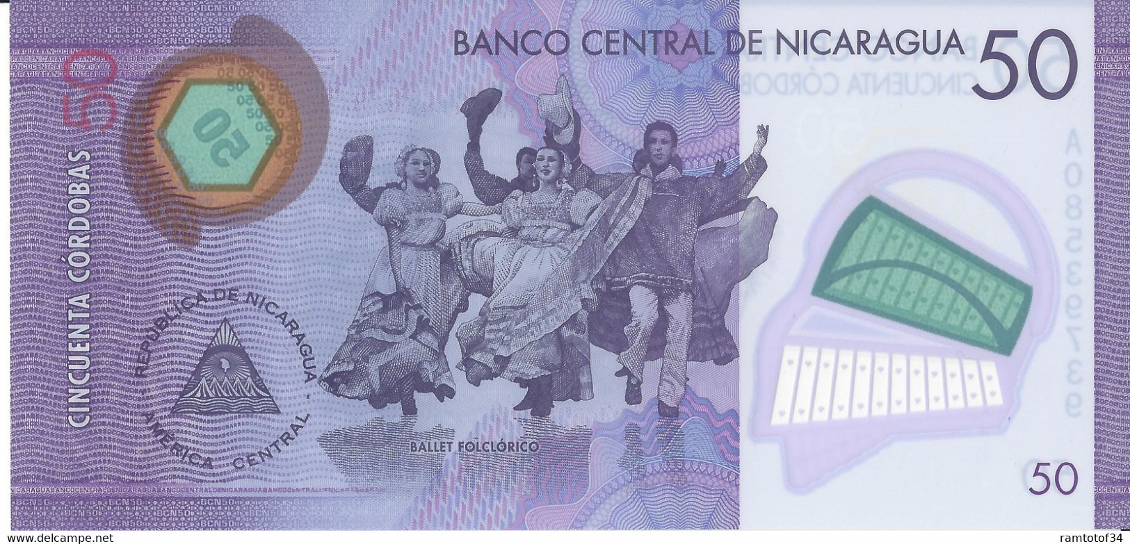 NICARAGUA - 50 Cordobas 2015 UNC Polymer - Nicaragua