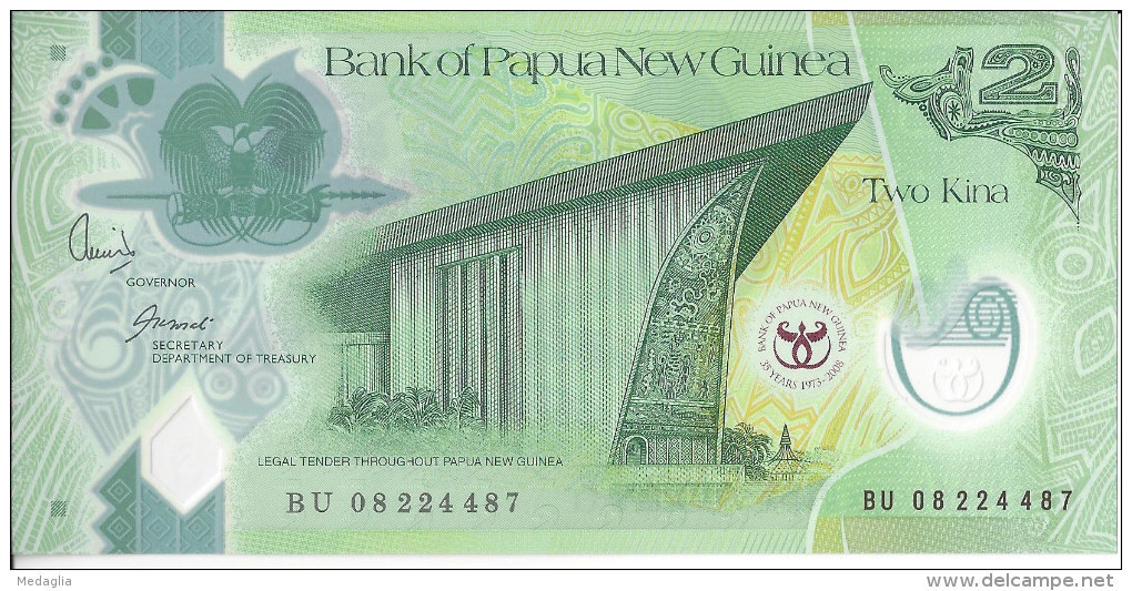 NOUVELLE GUINEE - 2 Kina Polymer Anniversaire 1973-2008 UNC - Papua New Guinea