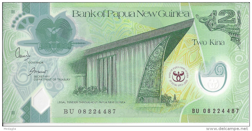 NOUVELLE GUINEE - 2 Kina Polymer Anniversaire 1973-2008 UNC - Papouasie-Nouvelle-Guinée