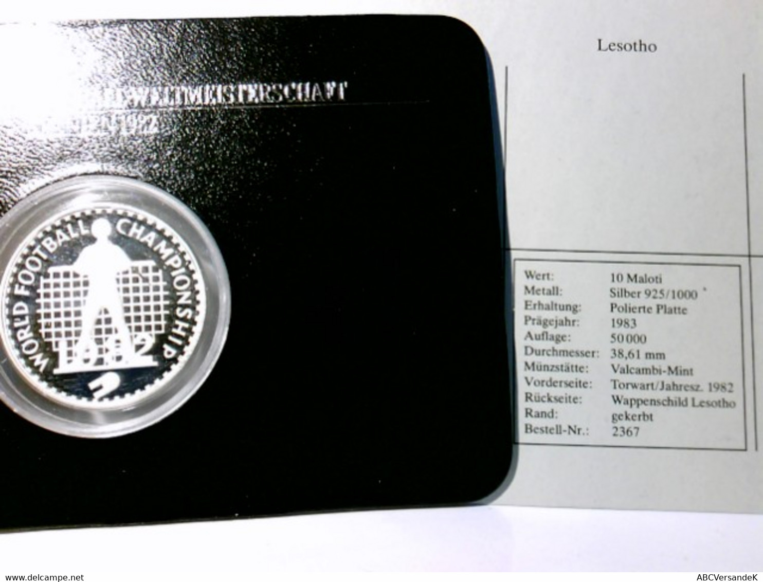 Münzen/ Medaillen, 10 Maloti, 1983, Lesotho, Fussball Weltmeisterschaft Spanien 1982, Polierte Platte. - Numismatik