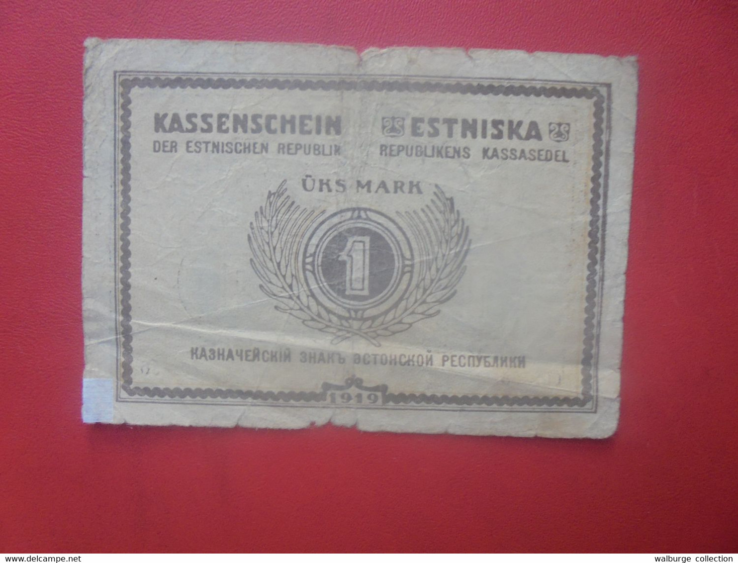 ESTONIE 1 MARK 1919 Circuler-Réparer (L.9) - Estland