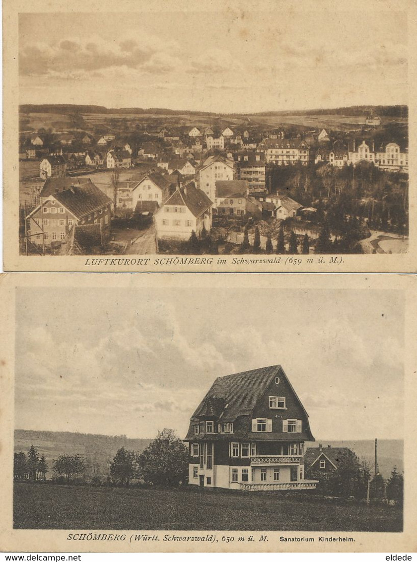 4 Cards Schomberg P. Used To Schiltigheim Sanatorium Kinderheim Etc - Schömberg