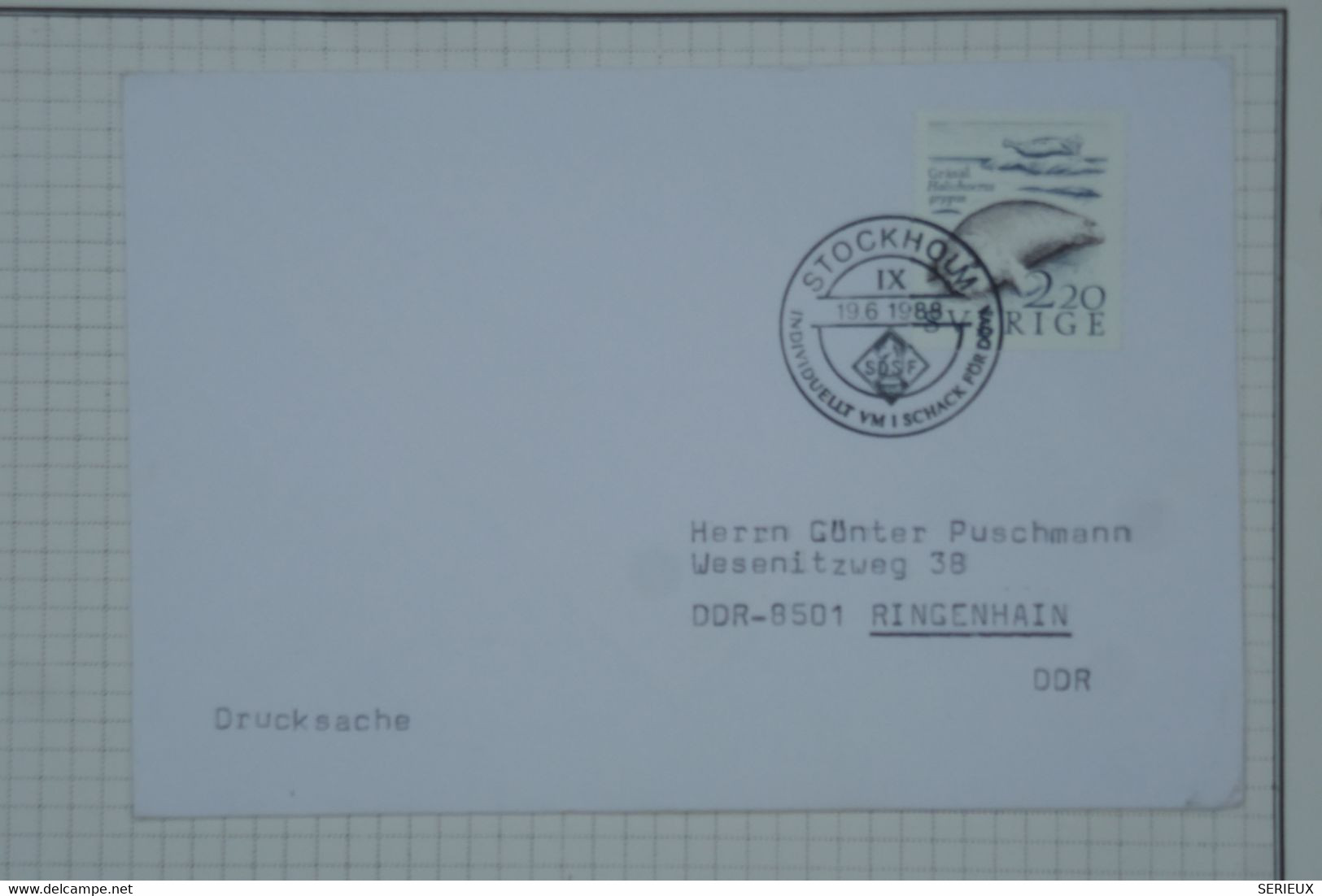 BC7  SVERIGE SUEDE  BELLE  LETTRE  1988 STOCKHOLM A  RIGENHAIN DDR  ++ AFFR.  INTERESSANT - Storia Postale