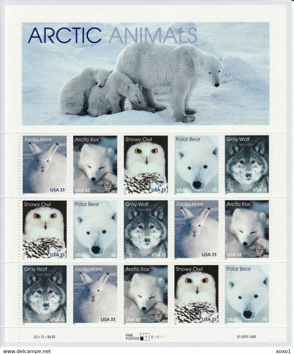 USA 1999 MiNr. 3094 - 3098 Arctic Wildlife, Birds, Snowy Owl, Mammals, Arctic Hare, Wolf M\sh  MNH **   12.60 € - Arctic Tierwelt