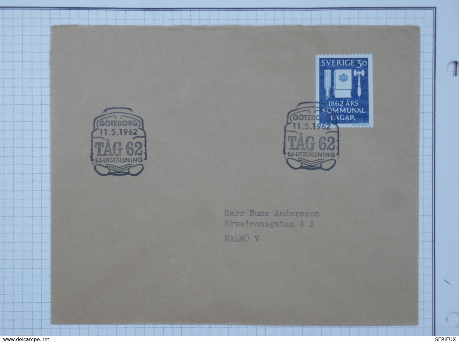 BC7  SVERIGE SUEDE  BELLE  LETTRE  1962 GOTTERBORG  A  MALMO  +PAIRE DE TP + AFFR. PLAISANT - Lettres & Documents