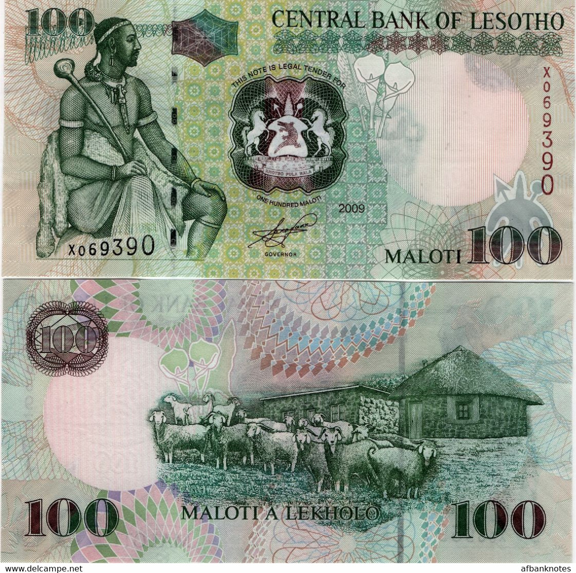 LESOTHO       100 Maloti       P-19e       2009       UNC - Lesoto