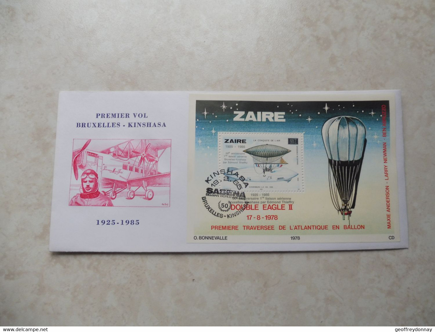 Fdc Zaire 1985  Sabena Bloc 59 Perfect Peu Courant Ballon Balloon ) - 1980-1989