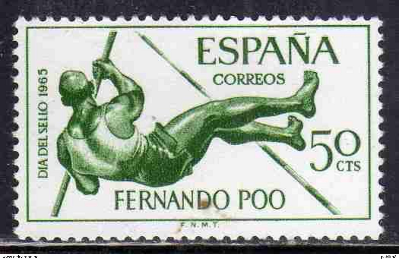 FERNANDO PO POO 1965 STAMP DAY DIA DEL SELLO POLE VAULT 50c MNH - Fernando Po