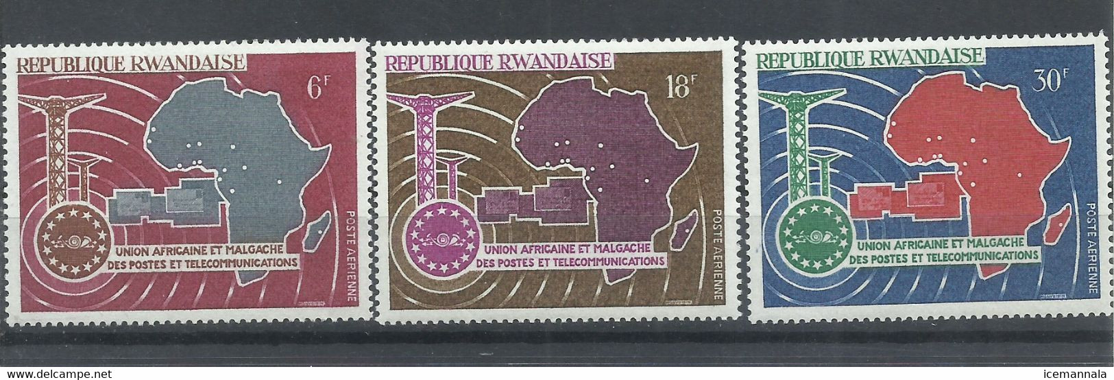 RWANDA   YVERT   AEREO  1/3   MNH  ** - Autres & Non Classés