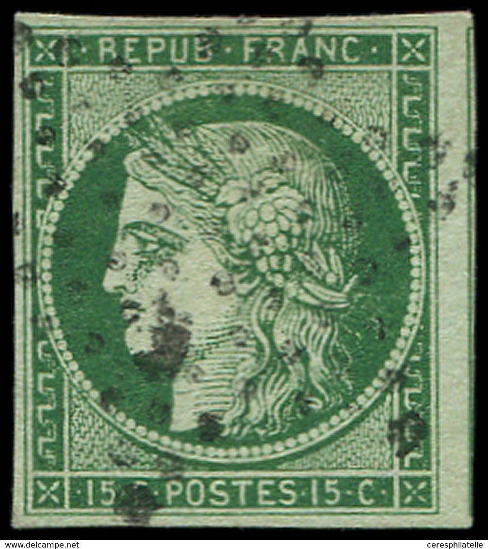 EMISSION DE 1849 - 2c   15c. Vert TRES FONCE, Obl. ETOILE, TB - 1849-1850 Ceres