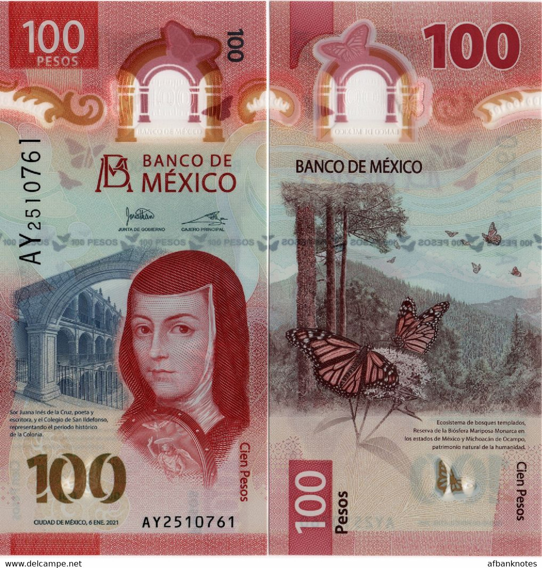 MEXICO        100 Pesos       P-W134       6.1.2021       UNC  [sign. Heath - Prefix AY] - Mexico