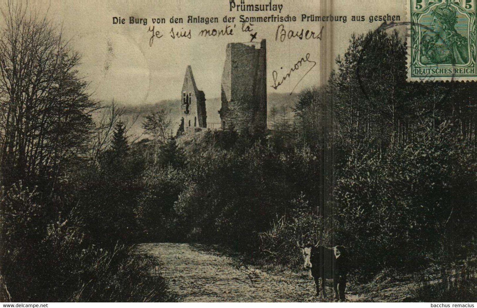 PRÜMSURLAY Die Burg Von Den Anlagen Der Sommerfrische Prümerburg Aus Gesehen J.M.Bellwald, Echternach Nr 991 - Prüm