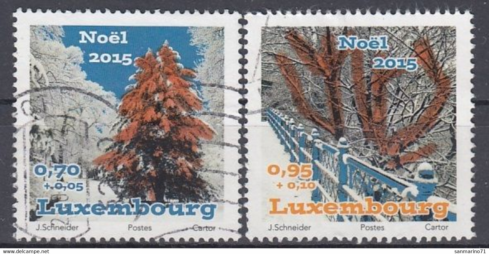 LUXEMBOURG 2069-2070,used,falc Hinged,Christmas 2015 - Used Stamps