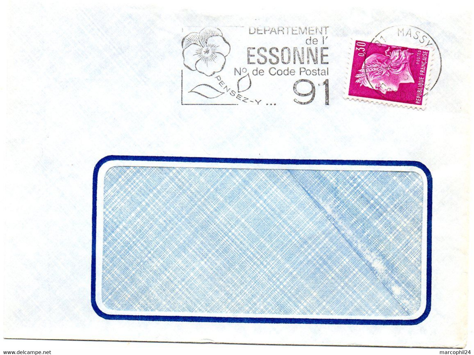 ESSONNE - Dépt N° 91 = MASSY 196? = FLAMME Codée = SECAP Illustrée D'une Pensée ' N° De CODE POSTAL / PENSEZ-Y ' - Código Postal