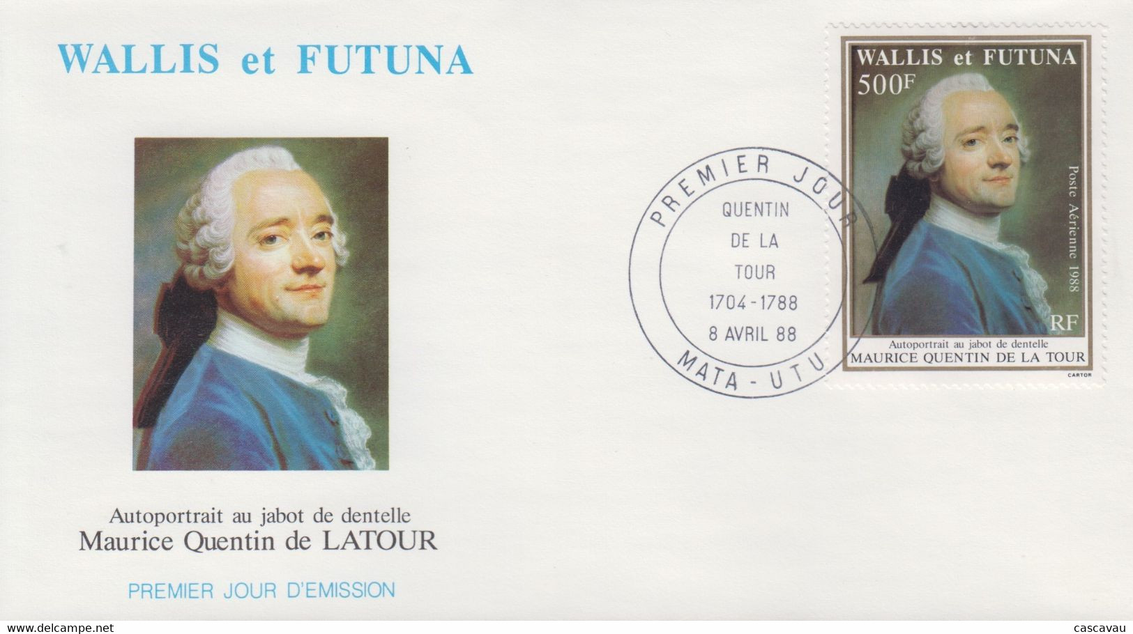Enveloppe  FDC   1er   Jour     WALLIS  Et  FUTUNA    Oeuvre  De   Maurice   Quentin  DE  LA  TOUR    1988 - FDC