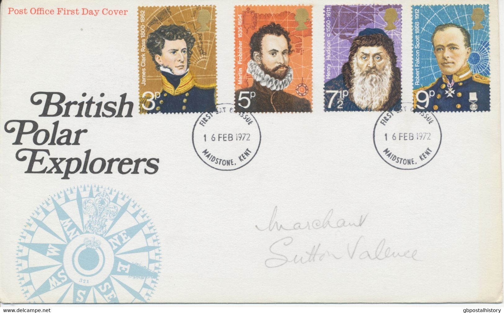 GB 1972, British Polar Explorers On Superb FDC With FDI MAIDSTONE, KENT - 1971-1980 Dezimalausgaben