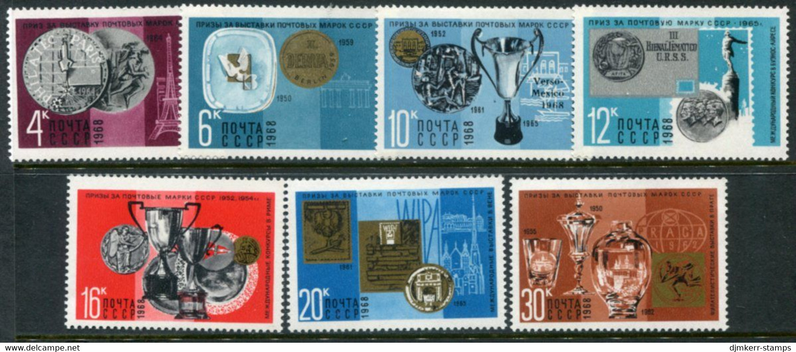 SOVIET UNION 1968 Medals For Philatelists MNH / **.  Michel 3559-65 - Unused Stamps
