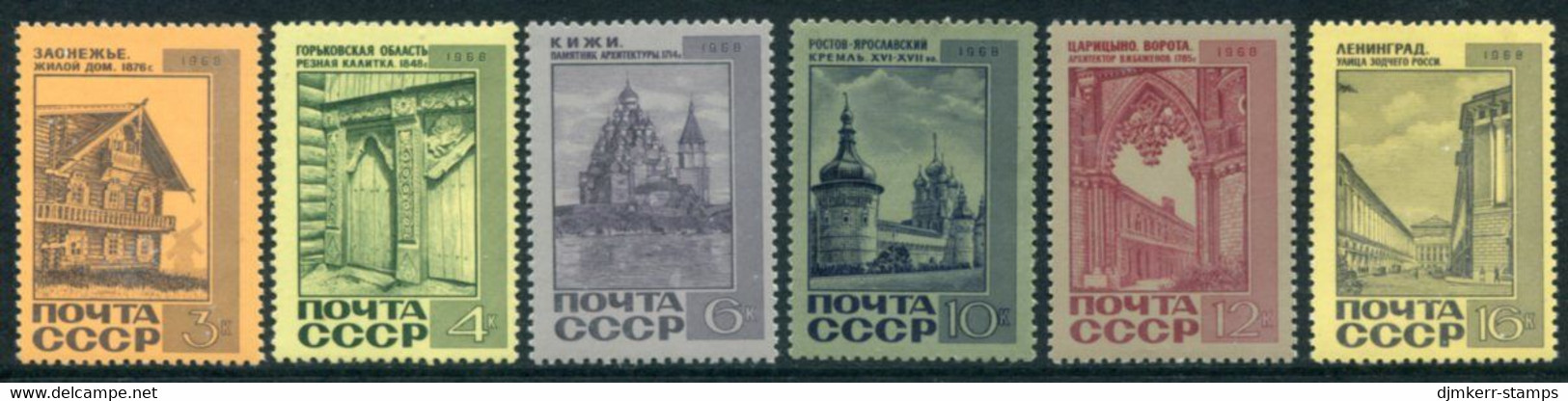 SOVIET UNION 1968 Architecture MNH / **.  Michel 3586-91 - Unused Stamps