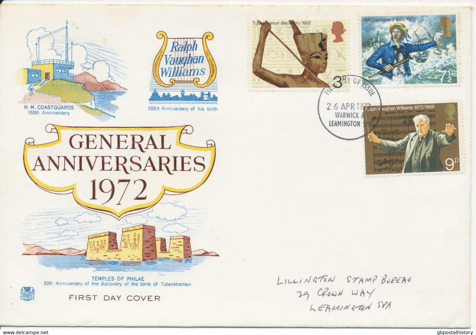 GB 1972, General Anniversaries On Superb FDC With Uncommon FDI WARWICK & LEAMINGTON SPA - 1971-1980 Decimal Issues