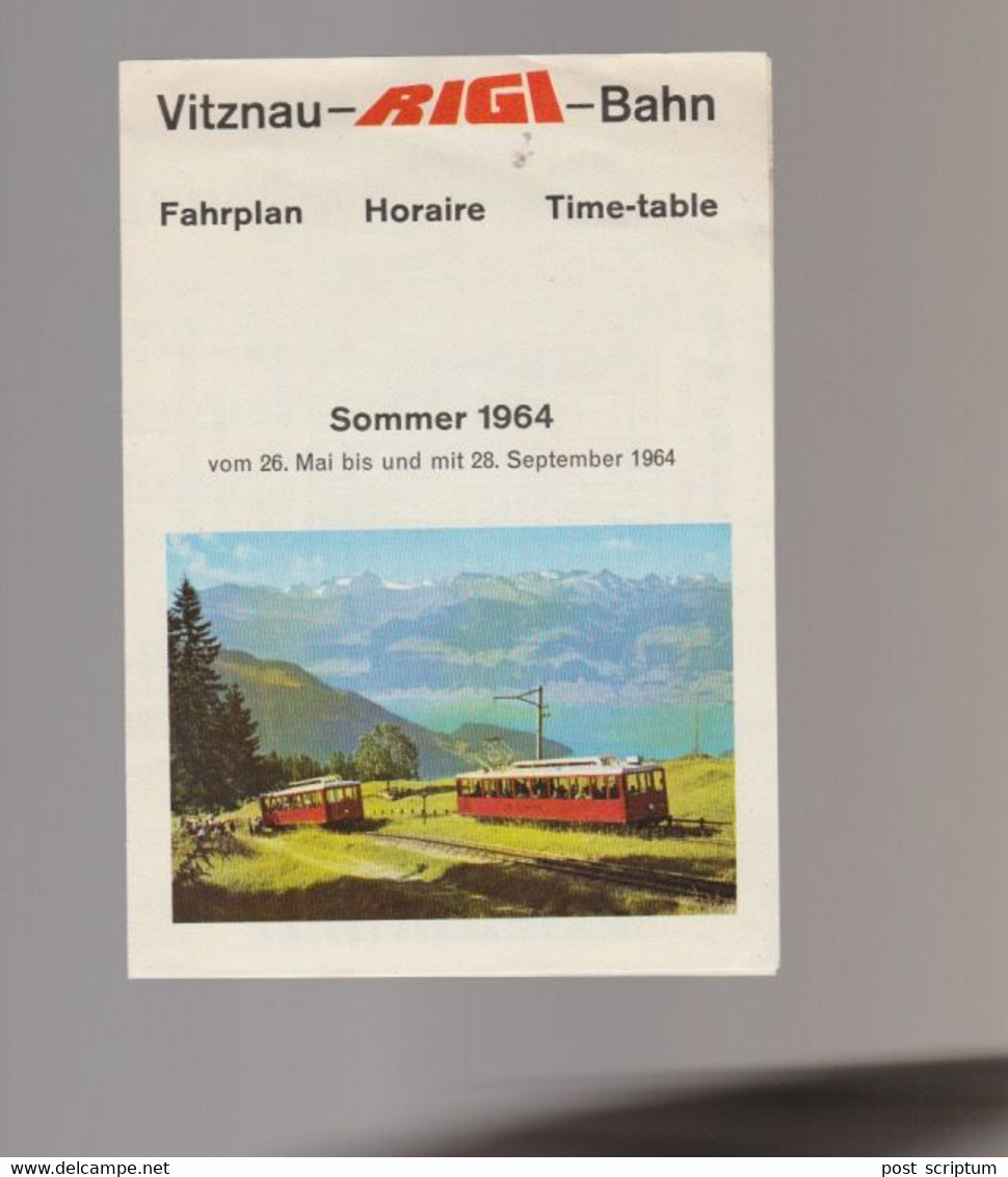 Vieux Papiers -horaire - Suisse - Vitznau Rigi Bahn - Sommer 1964 - Europe